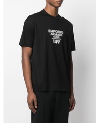 T-shirt à col rond imprimé noir et blanc Emporio Armani