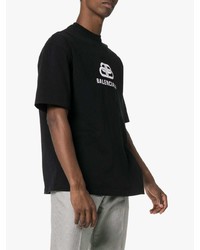 T-shirt à col rond imprimé noir et blanc Balenciaga