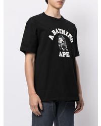 T-shirt à col rond imprimé noir et blanc A Bathing Ape