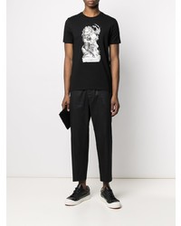 T-shirt à col rond imprimé noir et blanc Emporio Armani