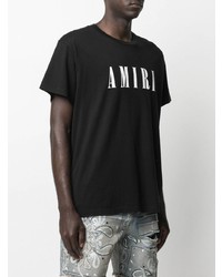 T-shirt à col rond imprimé noir et blanc Amiri