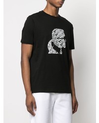 T-shirt à col rond imprimé noir et blanc Karl Lagerfeld