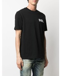 T-shirt à col rond imprimé noir et blanc Diesel