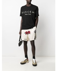 T-shirt à col rond imprimé noir et blanc Buscemi