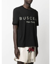 T-shirt à col rond imprimé noir et blanc Buscemi