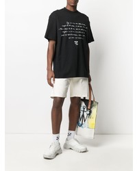 T-shirt à col rond imprimé noir et blanc MSGM