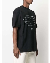 T-shirt à col rond imprimé noir et blanc MSGM