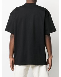 T-shirt à col rond imprimé noir et blanc MSGM