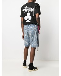 T-shirt à col rond imprimé noir et blanc Stussy