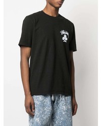 T-shirt à col rond imprimé noir et blanc Stussy