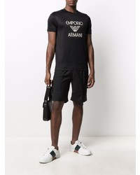 T-shirt à col rond imprimé noir et blanc Emporio Armani