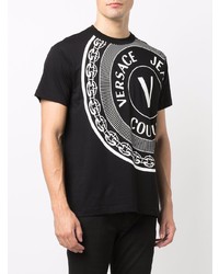 T-shirt à col rond imprimé noir et blanc VERSACE JEANS COUTURE