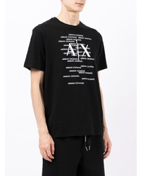 T-shirt à col rond imprimé noir et blanc Armani Exchange