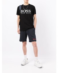 T-shirt à col rond imprimé noir et blanc BOSS