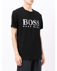 T-shirt à col rond imprimé noir et blanc BOSS