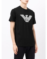 T-shirt à col rond imprimé noir et blanc Emporio Armani