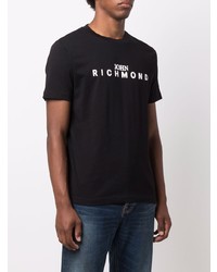 T-shirt à col rond imprimé noir et blanc John Richmond