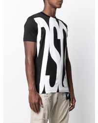 T-shirt à col rond imprimé noir et blanc DSQUARED2