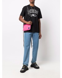 T-shirt à col rond imprimé noir et blanc MSGM