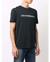 T-shirt à col rond imprimé noir et blanc Emporio Armani