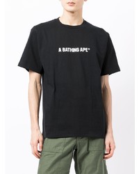 T-shirt à col rond imprimé noir et blanc A Bathing Ape