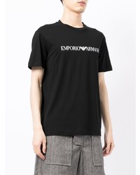 T-shirt à col rond imprimé noir et blanc Emporio Armani