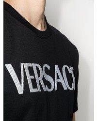 T-shirt à col rond imprimé noir et blanc Versace