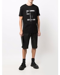 T-shirt à col rond imprimé noir et blanc Les Hommes