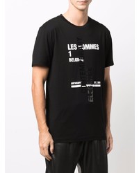 T-shirt à col rond imprimé noir et blanc Les Hommes