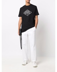 T-shirt à col rond imprimé noir et blanc Karl Lagerfeld