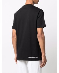 T-shirt à col rond imprimé noir et blanc Karl Lagerfeld