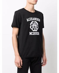 T-shirt à col rond imprimé noir et blanc Alexander McQueen