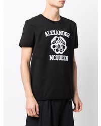 T-shirt à col rond imprimé noir et blanc Alexander McQueen