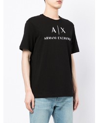 T-shirt à col rond imprimé noir et blanc Armani Exchange