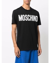 T-shirt à col rond imprimé noir et blanc Moschino