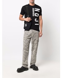 T-shirt à col rond imprimé noir et blanc DSQUARED2