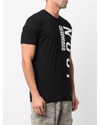 T-shirt à col rond imprimé noir et blanc DSQUARED2