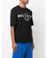 T-shirt à col rond imprimé noir et blanc Moschino