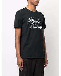 T-shirt à col rond imprimé noir et blanc Alexander McQueen