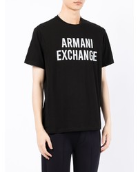 T-shirt à col rond imprimé noir et blanc Armani Exchange