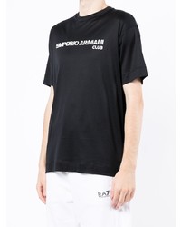 T-shirt à col rond imprimé noir et blanc Emporio Armani