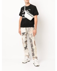 T-shirt à col rond imprimé noir et blanc Amiri