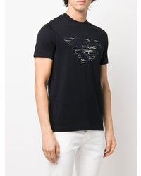 T-shirt à col rond imprimé noir et blanc Emporio Armani