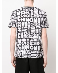 T-shirt à col rond imprimé noir et blanc Moschino