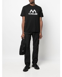 T-shirt à col rond imprimé noir et blanc Moncler