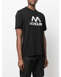 T-shirt à col rond imprimé noir et blanc Moncler