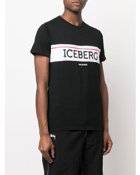 T-shirt à col rond imprimé noir et blanc Iceberg