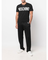 T-shirt à col rond imprimé noir et blanc Moschino