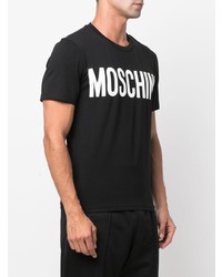 T-shirt à col rond imprimé noir et blanc Moschino