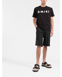 T-shirt à col rond imprimé noir et blanc Amiri